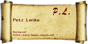 Petz Lenke névjegykártya
